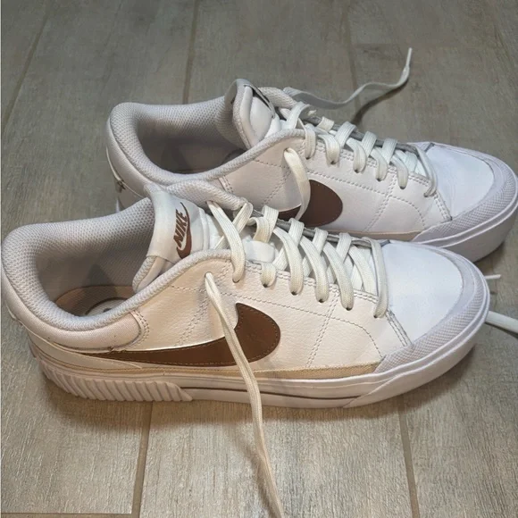 Nike Court Legacy Lift White/Tan size 8 - Picture 3 of 6